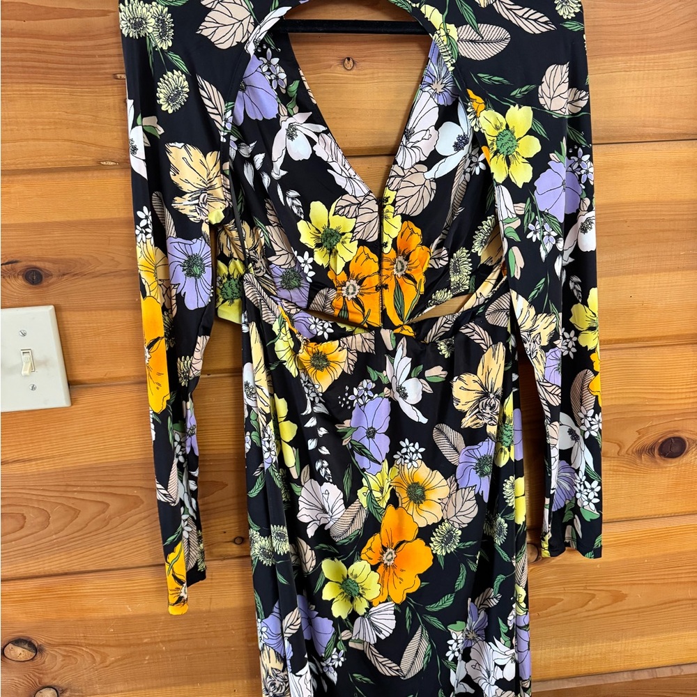 AFRM Black Floral Long Sleeve Dress - Picture 2 of 3